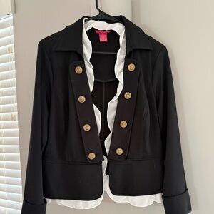 Black Jacket with buttoned ruffle inside